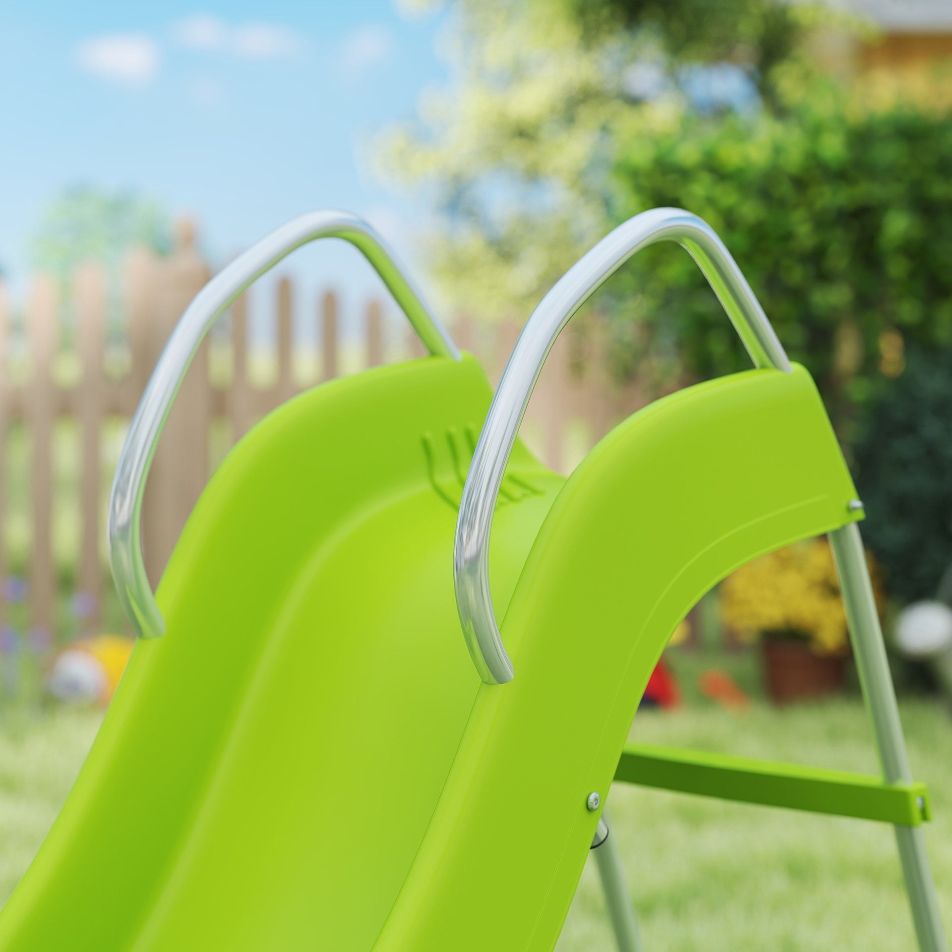 Qaba 5.7FT Outdoor Slide for Kids Ages 3-8, Climbing Step Ladder, Playground Equipment for Backyard, Garden, Green