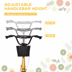 Aosom Youth Scooter, Kick Scooter with Adjustable Handlebars, Double Brakes, 16" Inflatable Rubber Tires, Basket, Cupholder, Orange