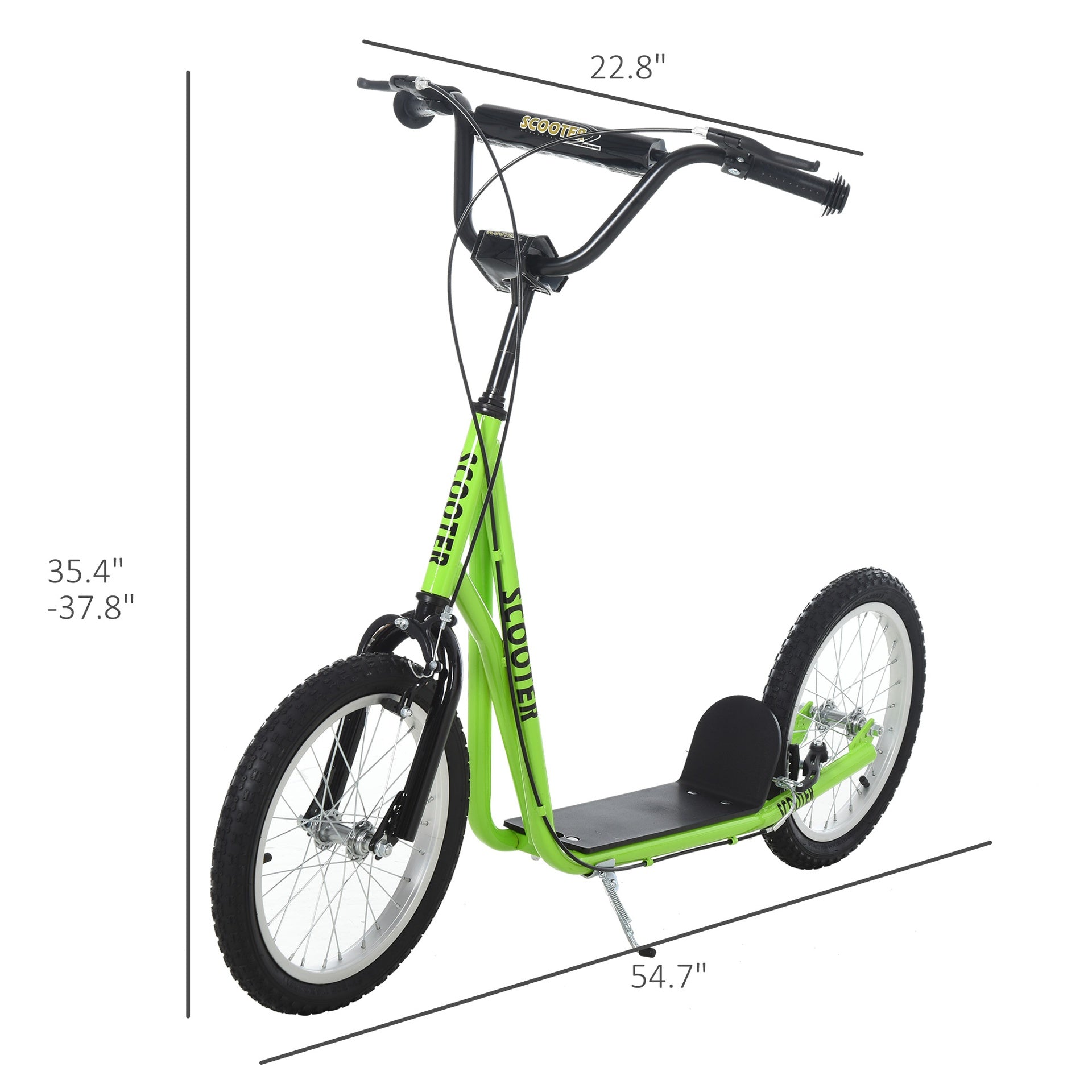 Aosom Youth Scooter Kick Scooter for Kids 5+ with Adjustable Handlebar Front and Rear Dual Brakes, Light Green
