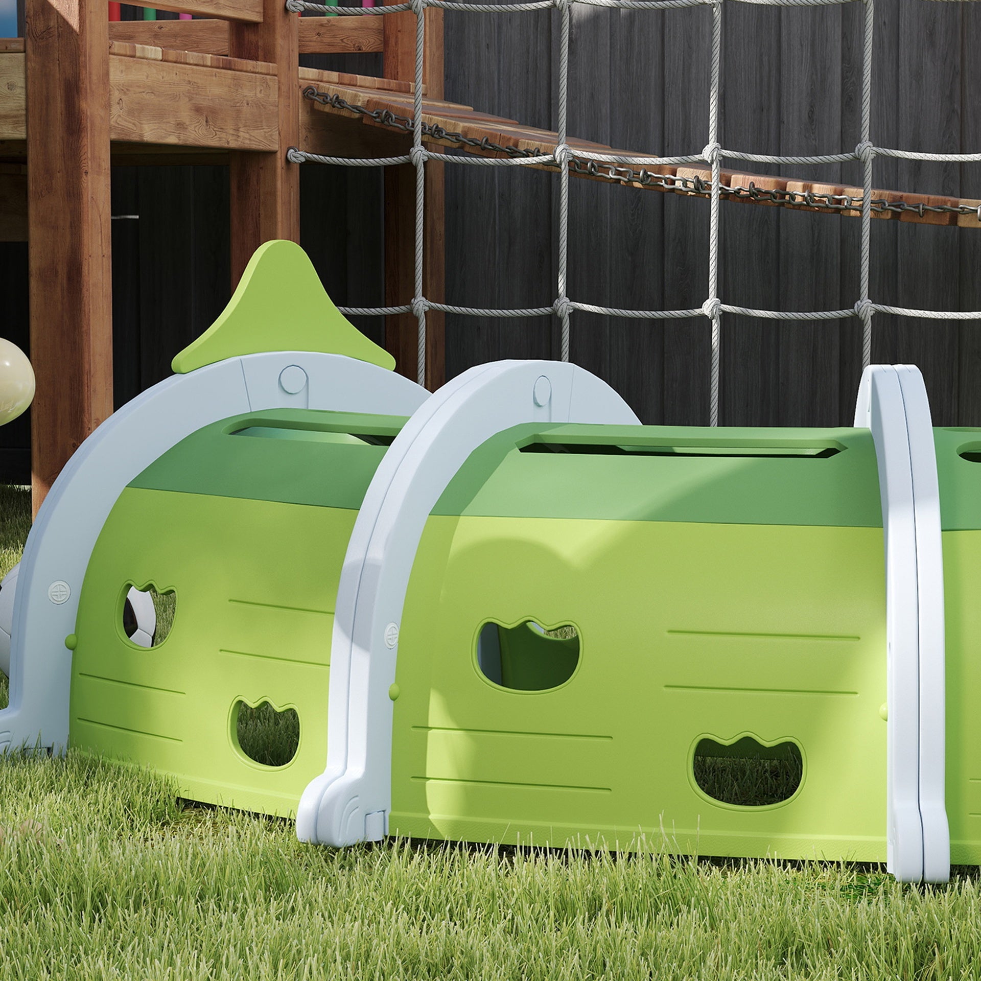 Qaba Crocodile Design Kids Play Tunnel for Kids to Crawl Through, 76" Long