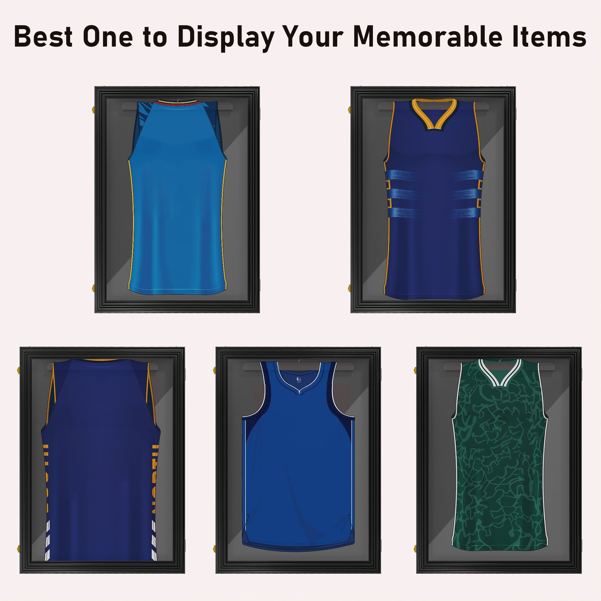 HOMCOM 24" x 32" Acrylic Shadow Box Frame, UV-Resistant Jersey Display Case with T-shirt Hanger and 2 Keys, Black