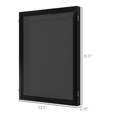 HOMCOM 24" x 32" Acrylic Shadow Box Frame, UV-Resistant Jersey Display Case with T-shirt Hanger and 2 Keys, Black