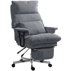 HOMCOM Executive Office Chair with Lumbar Support, Footrest, High Back Reclining Overstuffed Desk Chair with, Gray