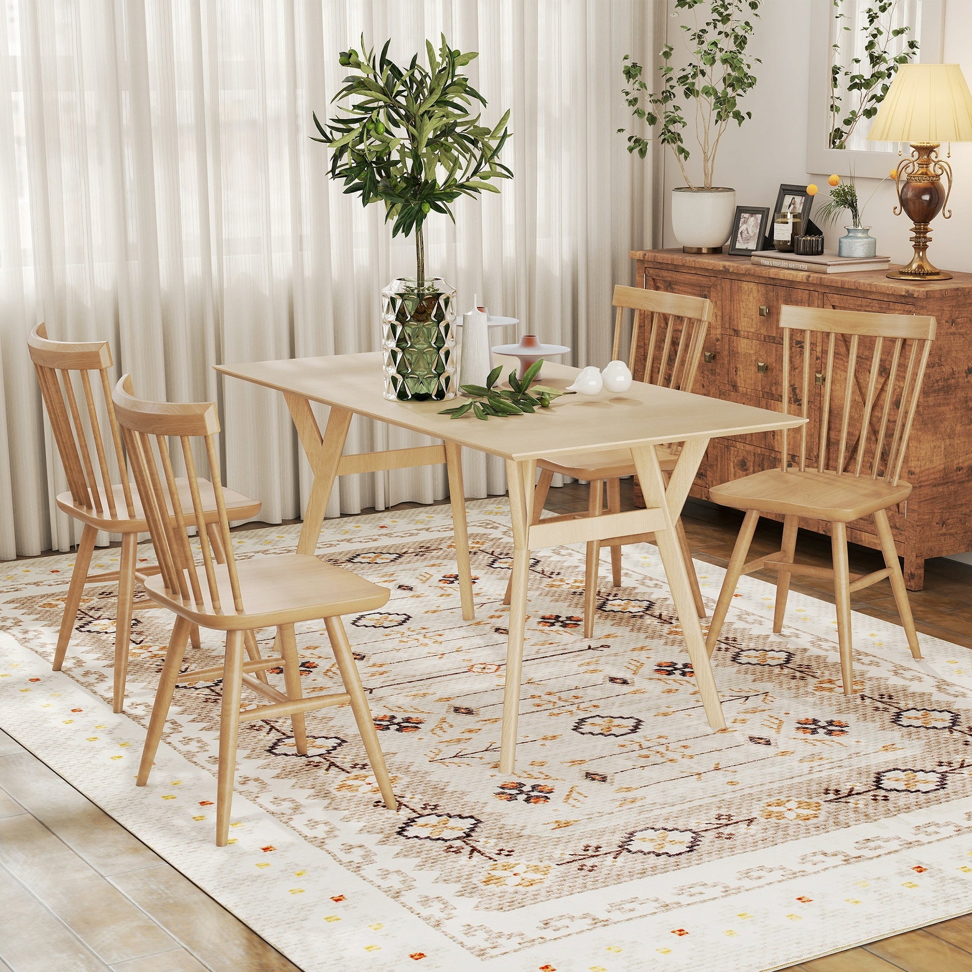 HOMCOM Machine Washable Area Rug 8x10, Non-Slip Boho Flannel Print Floor Carpet for Living Room, Bedroom, Dining Room, Brown