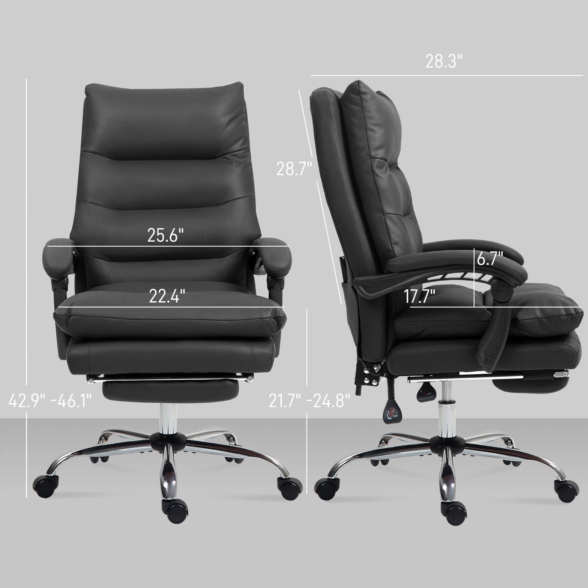 Vinsetto Massage Office Chair with Heat Function, Computer Desk Chair with Footrest Swivel Wheels, Black