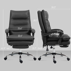 Vinsetto Massage Office Chair with Heat Function, Computer Desk Chair with Footrest Swivel Wheels, Black