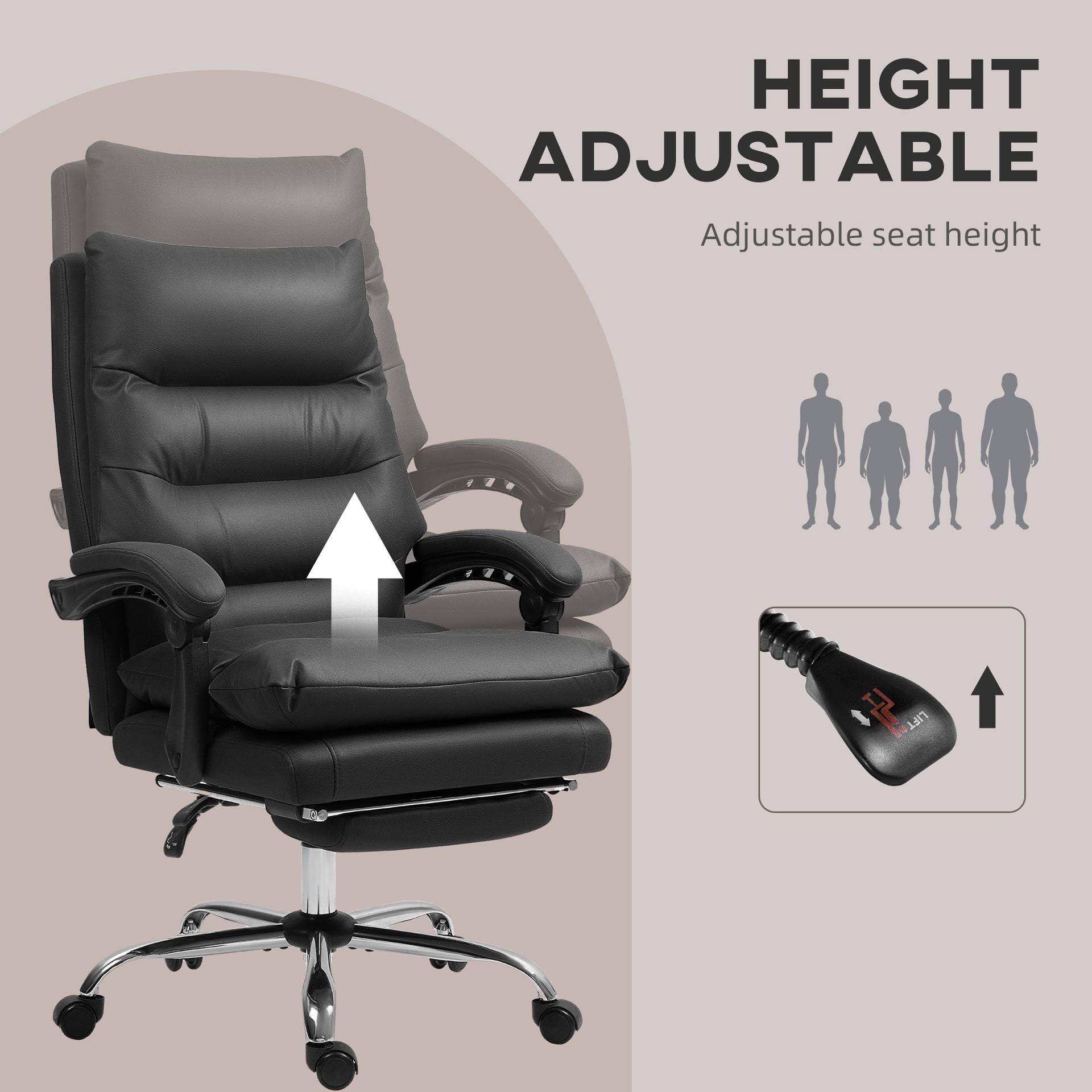 Vinsetto Massage Office Chair with Heat Function, Computer Desk Chair with Footrest Swivel Wheels, Black