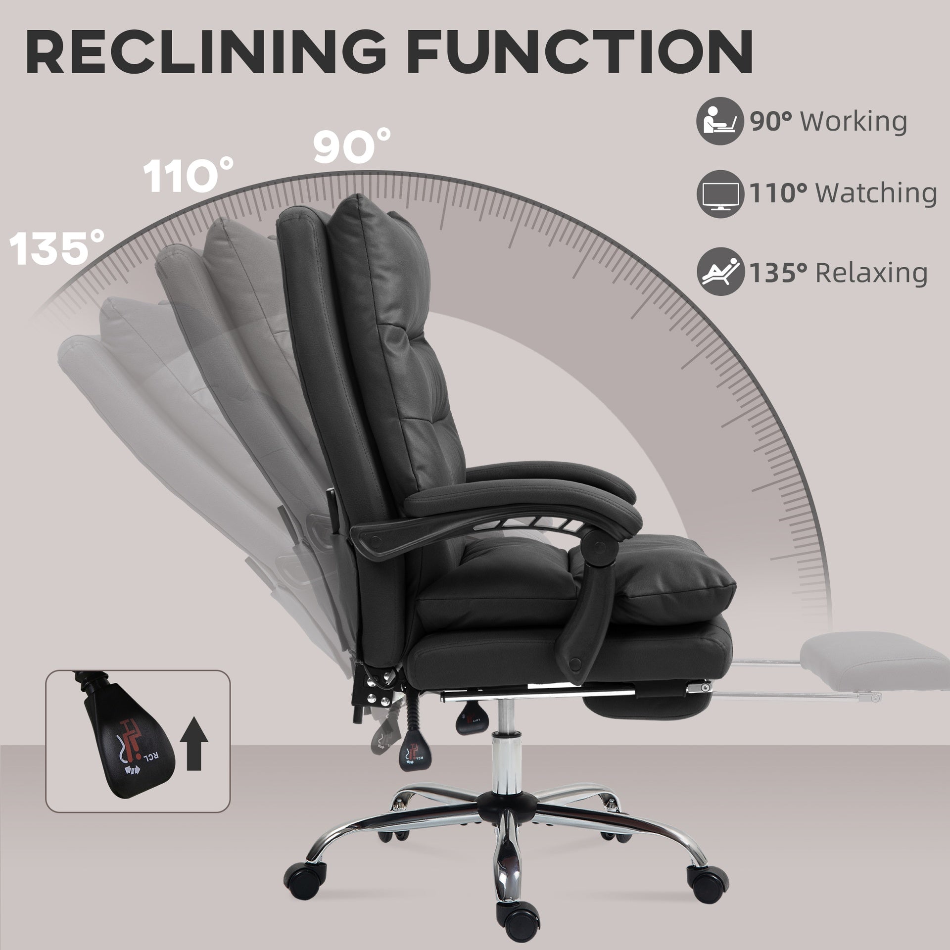 Vinsetto Massage Office Chair with Heat Function, Computer Desk Chair with Footrest Swivel Wheels, Black