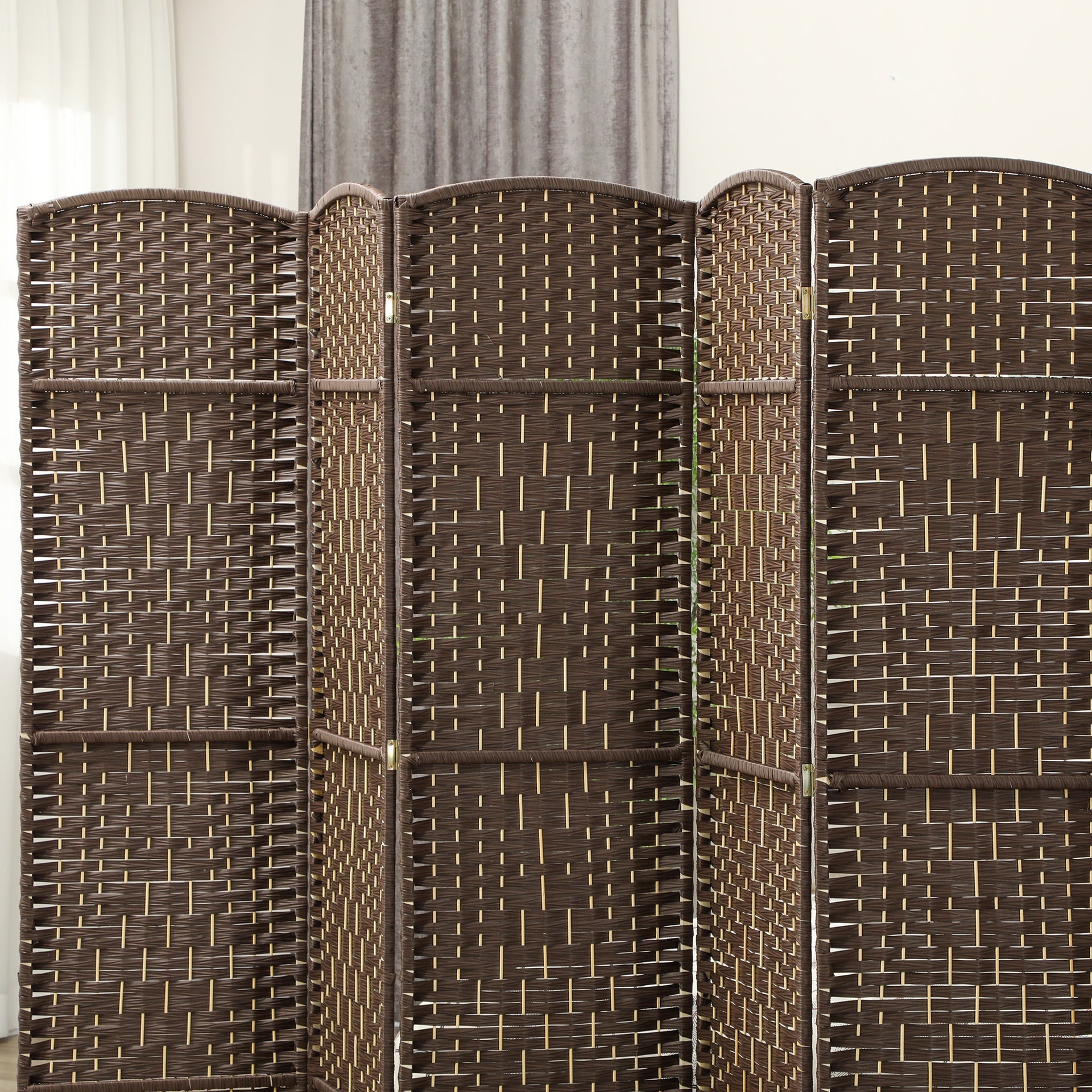 HOMCOM Folding Room Divider Screen 6 Panel 6' Tall Privacy Screen Freestanding Wood Partition for Home Office, Brown