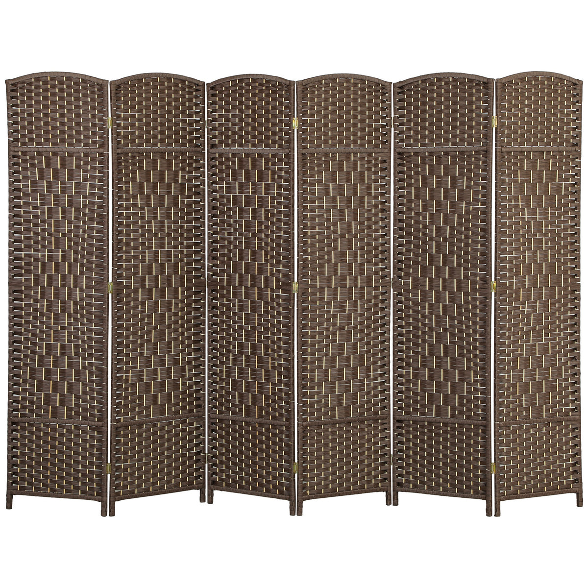 HOMCOM Folding Room Divider Screen 6 Panel 6' Tall Privacy Screen Freestanding Wood Partition for Home Office, Brown