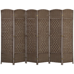 HOMCOM Folding Room Divider Screen 6 Panel 6' Tall Privacy Screen Freestanding Wood Partition for Home Office, Brown