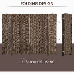 HOMCOM Folding Room Divider Screen 6 Panel 6' Tall Privacy Screen Freestanding Wood Partition for Home Office, Brown