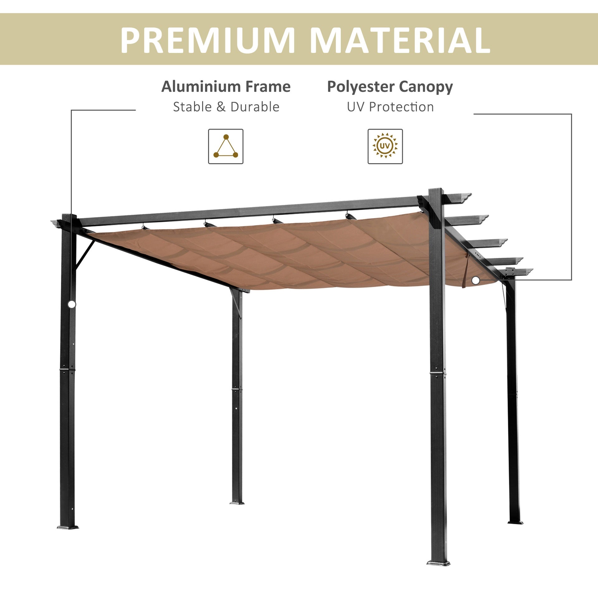 Outsunny 10' x 13' Outdoor Pergola Gazebo Backyard Canopy Cover Adjustable Sunshade, Gray