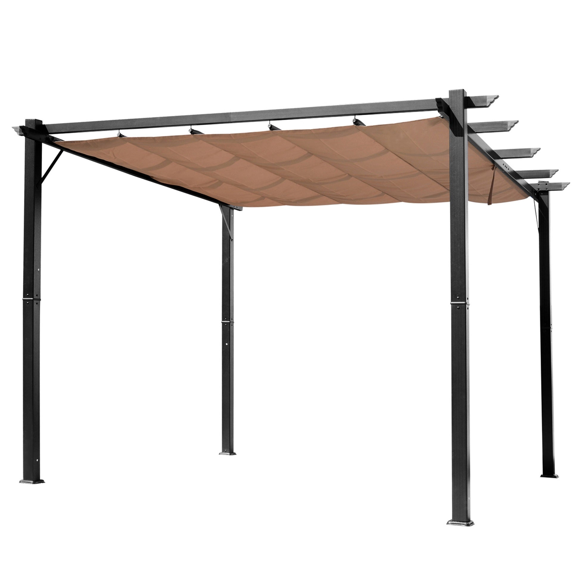 Outsunny 10' x 13' Outdoor Pergola Gazebo Backyard Canopy Cover Adjustable Sunshade, Gray