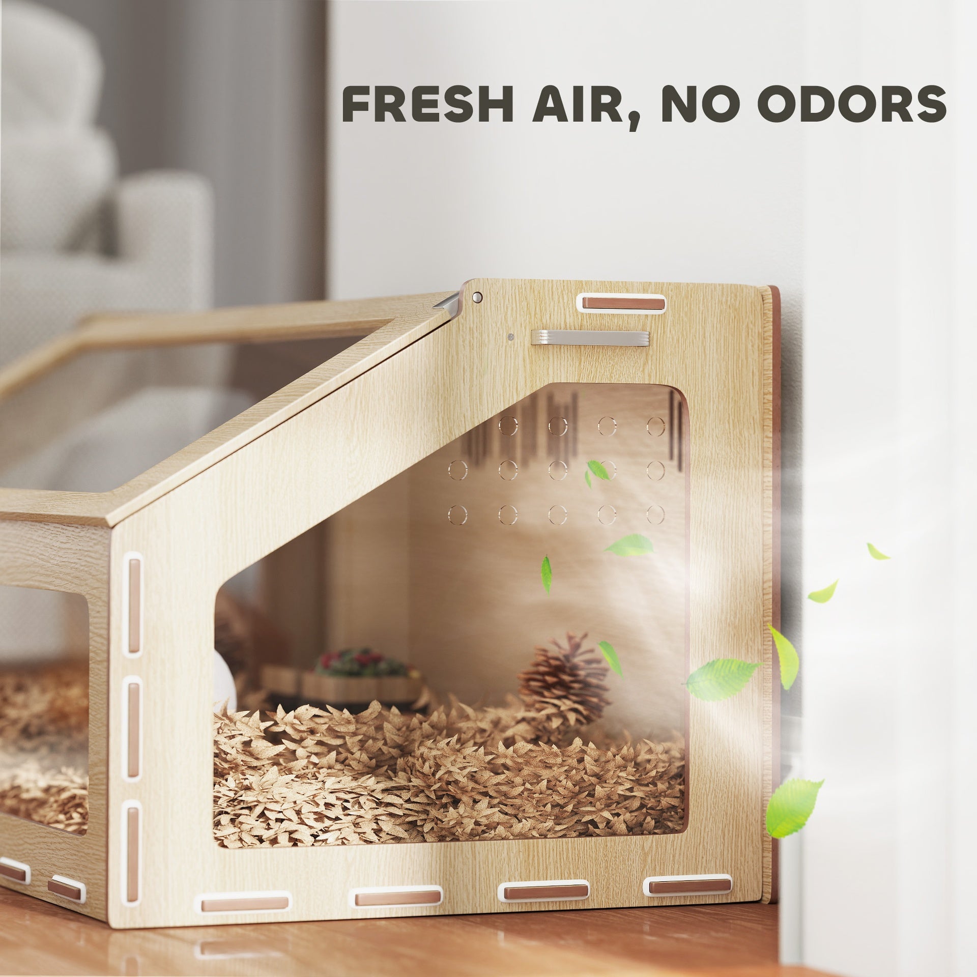 PawHut 39 inch Hamster Cage Habitat with Acrylic Window & Openable Top for Dwarf Hamster, Gerbil, Guinea Pig, Rat, Oak