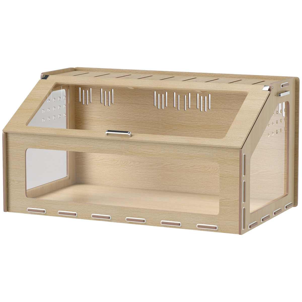 PawHut 39 inch Hamster Cage Habitat with Acrylic Window & Openable Top for Dwarf Hamster, Gerbil, Guinea Pig, Rat, Oak