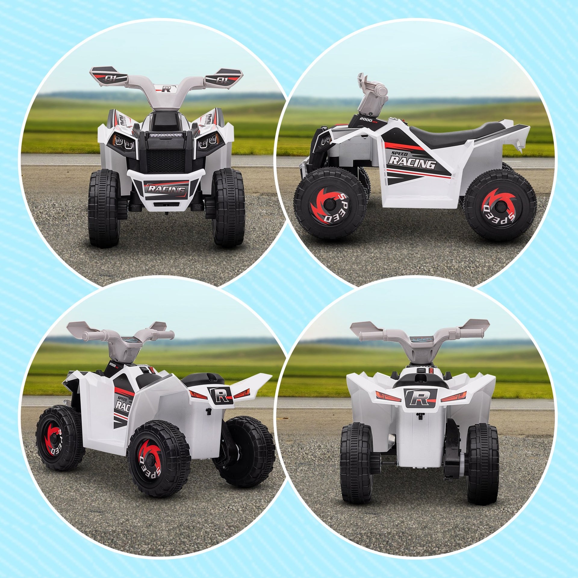Aosom 6V Electric Toy Car with Forward Backward, Wear-Resistant Wheels for Ages 18-36 Months, White