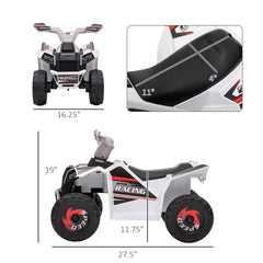 Aosom 6V Electric Toy Car with Forward Backward, Wear-Resistant Wheels for Ages 18-36 Months, White