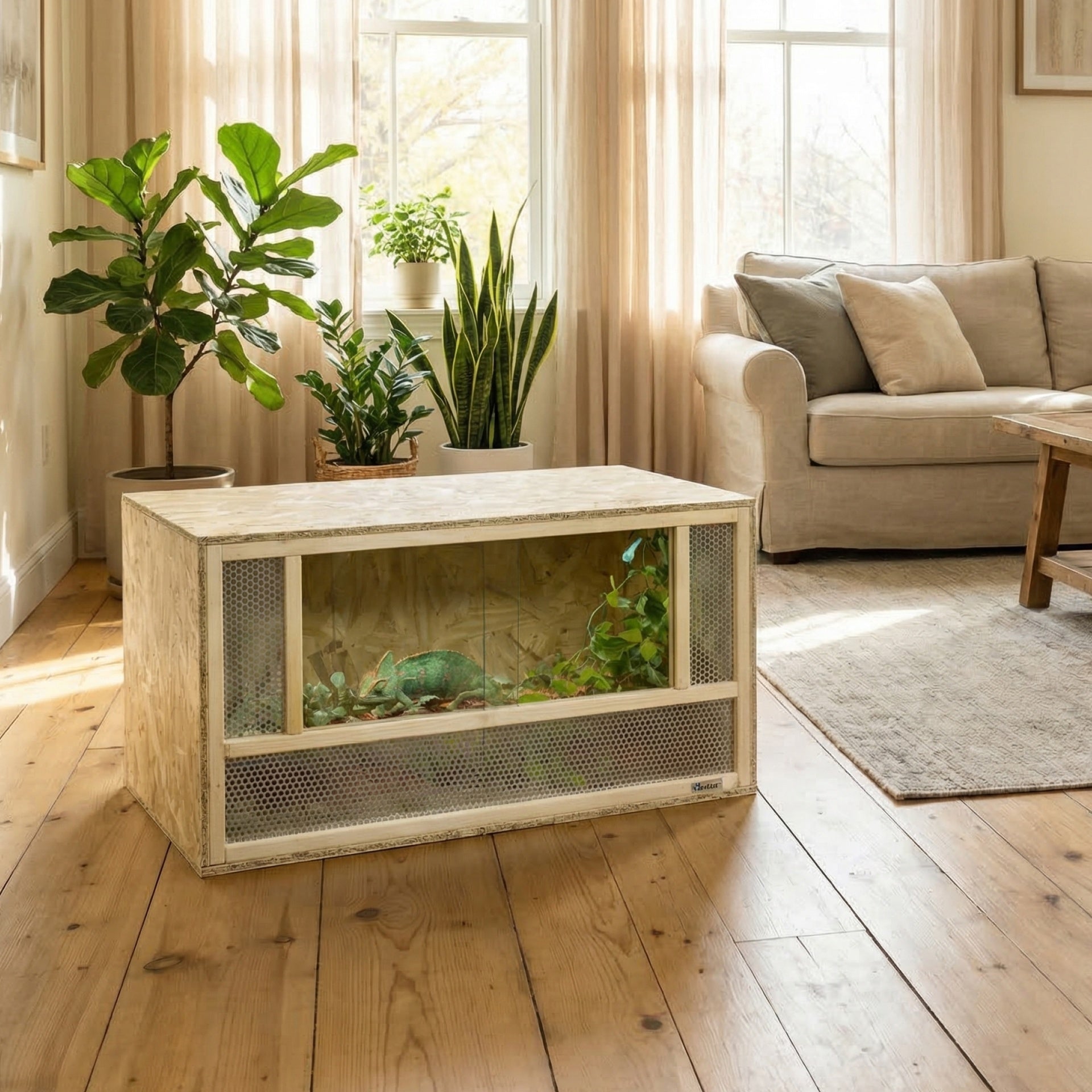 PawHut Wooden Reptile Terrarium with Sliding Door for Chameleon, Lizard, Snake, Frog, Turtle, 31.5" x 15.7" x 15.7"