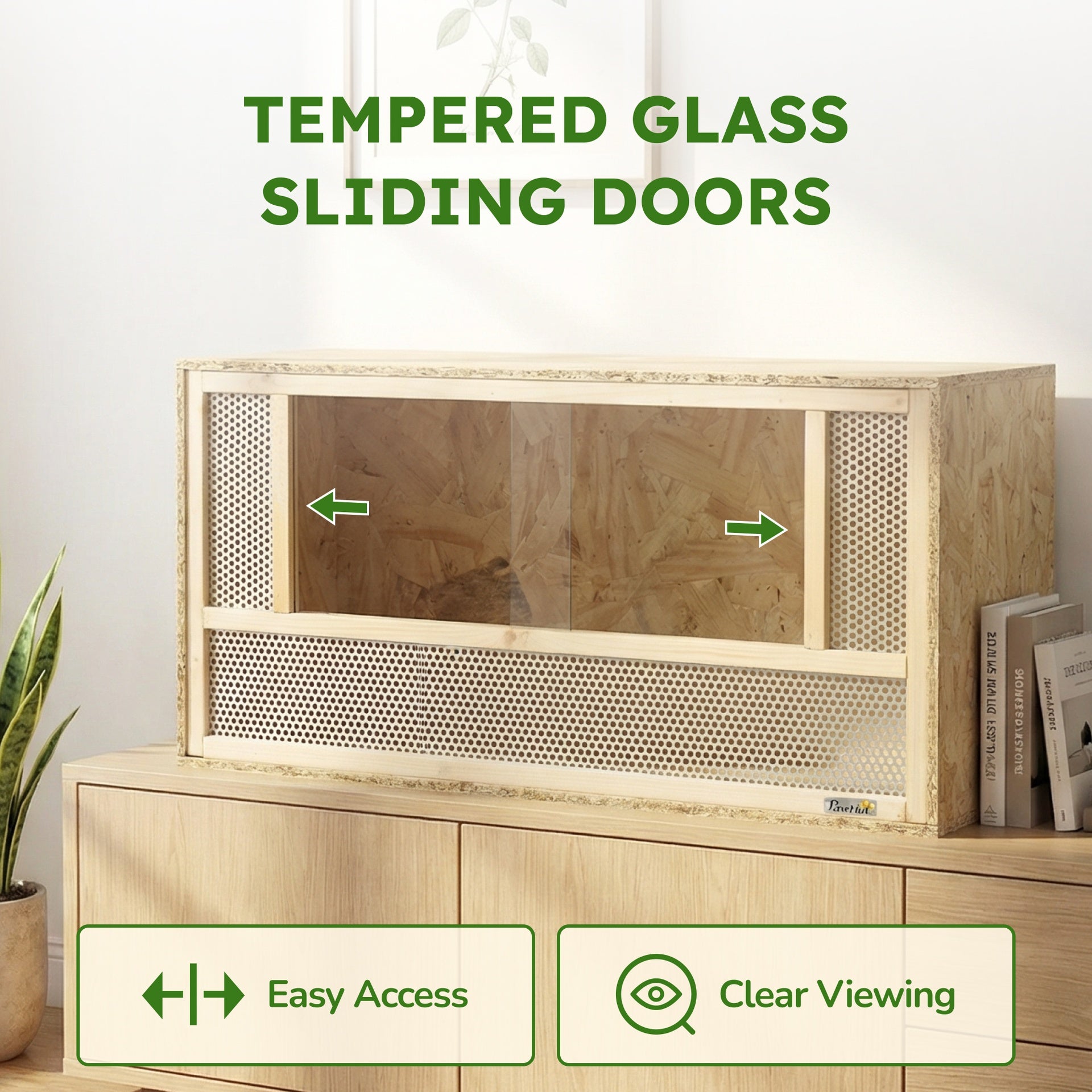 PawHut Wooden Reptile Terrarium with Sliding Door for Chameleon, Lizard, Snake, Frog, Turtle, 31.5" x 15.7" x 15.7"