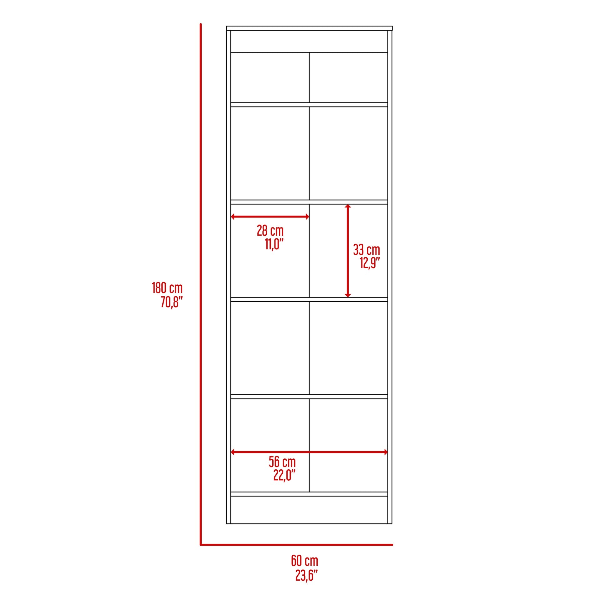 Multistorage Pantry Cabinet, Five Shelves, Double Door Cabinet -Pearl