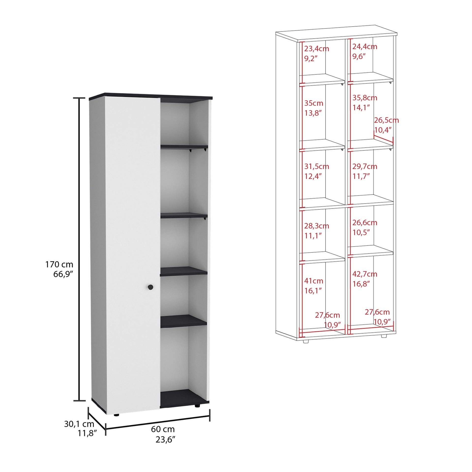 Hoyt Kitchen Pantry Storage Cabinet With and Five Interior and Exterior Shelves