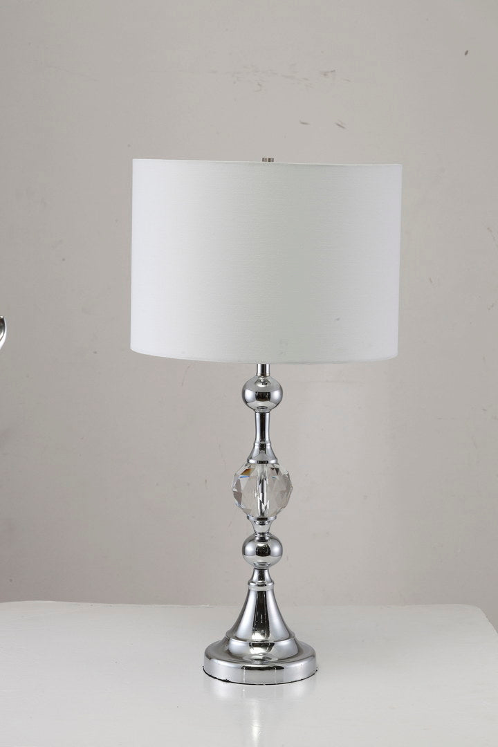 29.5" Tall Metal Table Lamp" Leona" with Chrome finish and Crystal Accents