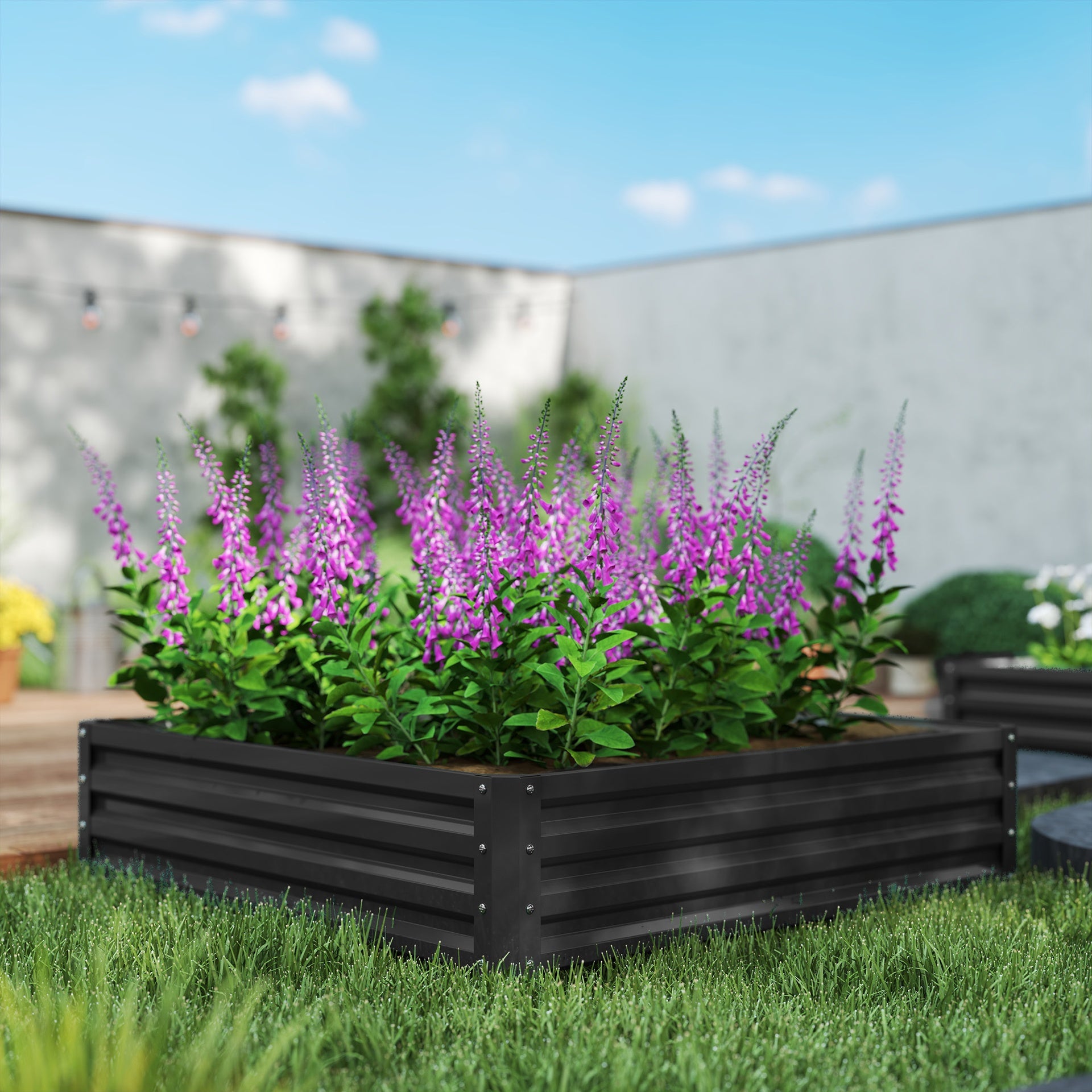 Outsunny Galvanized Raised Garden Bed, 4' x 4' x 1' Metal Planter Box, for Growing Vegetables, Flowers, Herbs, Succulents, Gray