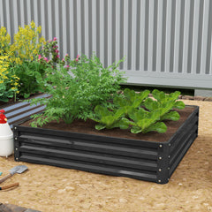 Outsunny Galvanized Raised Garden Bed, 4' x 4' x 1' Metal Planter Box, for Growing Vegetables, Flowers, Herbs, Succulents, Gray