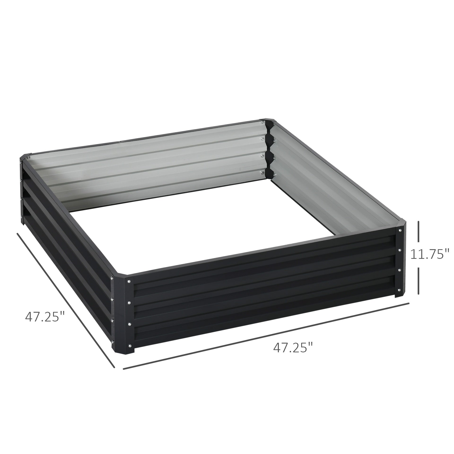 Outsunny Galvanized Raised Garden Bed, 4' x 4' x 1' Metal Planter Box, for Growing Vegetables, Flowers, Herbs, Succulents, Gray