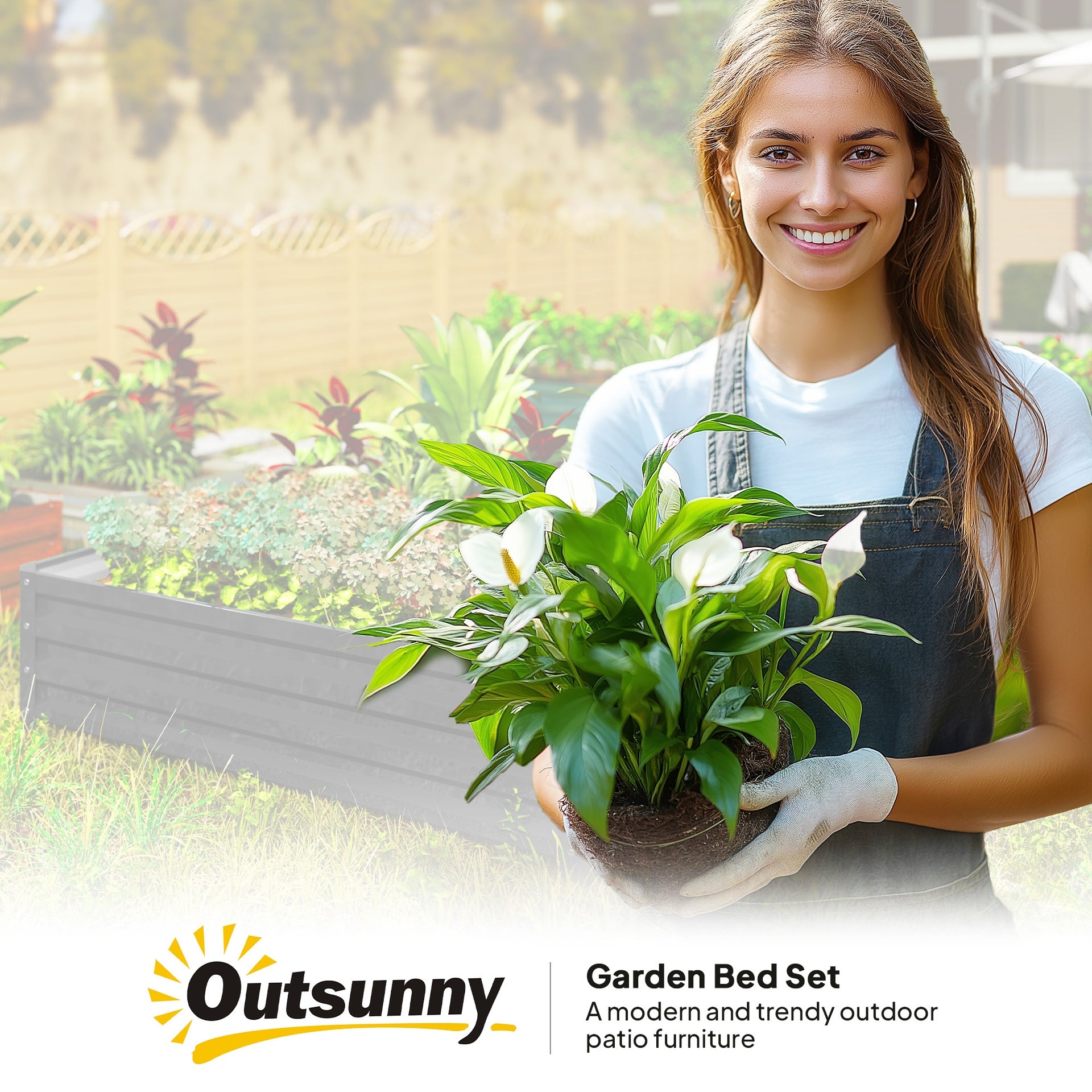 Outsunny Galvanized Raised Garden Bed, 4' x 4' x 1' Metal Planter Box, for Growing Vegetables, Flowers, Herbs, Succulents, Gray