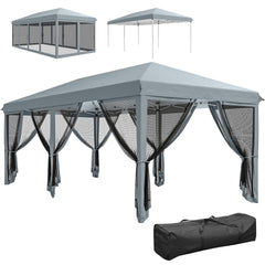 Outsunny 10' x 20' Pop Up Canopy Tent with Netting, Heavy Duty Instant Sun Shelter, Large Tents for Parties with Carry Bag for Outdoor, Garden, Patio, Gray