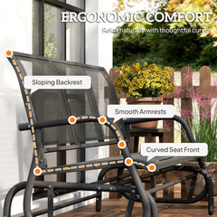 Outsunny 3-Person Outdoor Patio Glider Bench, Porch Glider Swing with 3 Seats, Breathable Mesh Fabric, Metal Frame, Black