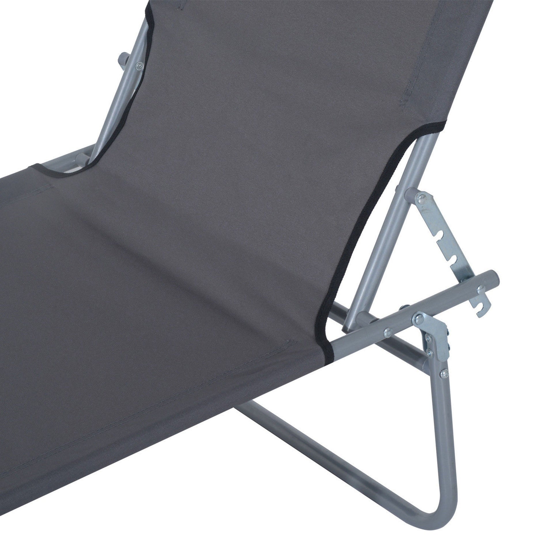 Outsunny Outdoor Pool Chaise Lounge Chair, Folding Tanning Chair with Sun Shade, Gray