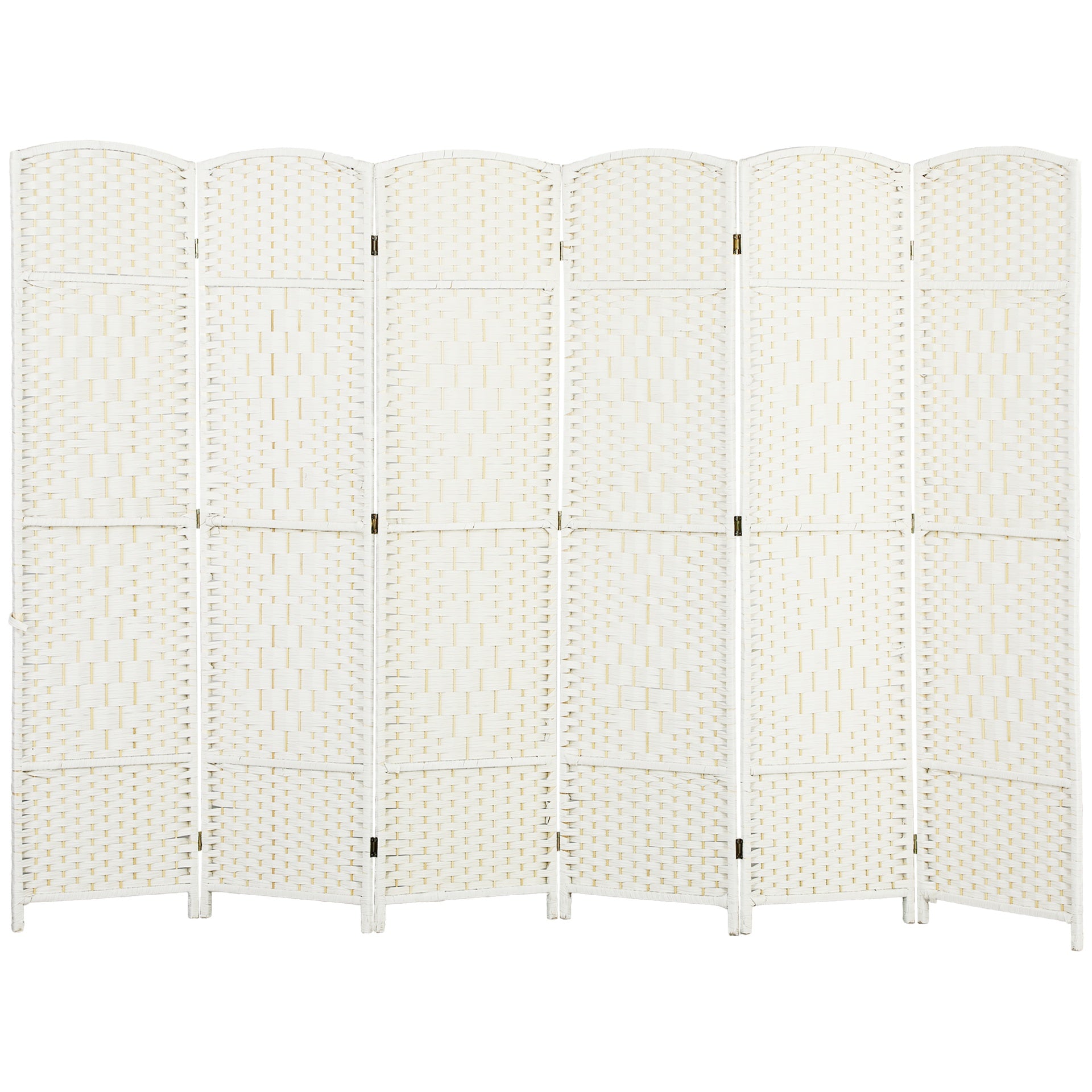 HOMCOM Folding Room Divider Screen 6 Panel 6' Tall Privacy Screen Freestanding Wood Partition for Home Office, White