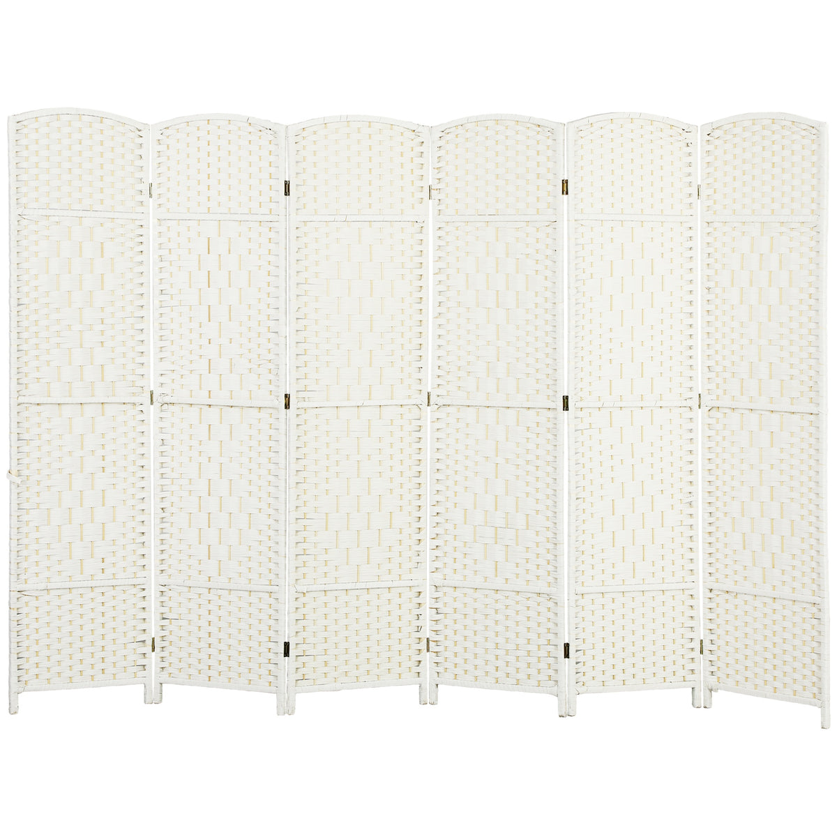 HOMCOM Folding Room Divider Screen 6 Panel 6' Tall Privacy Screen Freestanding Wood Partition for Home Office, White