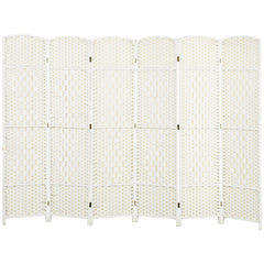 HOMCOM Folding Room Divider Screen 6 Panel 6' Tall Privacy Screen Freestanding Wood Partition for Home Office, White