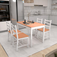 HOMCOM Dining Table Set for 4, 5 Piece Modern Kitchen Table and Chairs, Solid Wood Dining Room Set for Small Spaces, Breakfast Nook, White