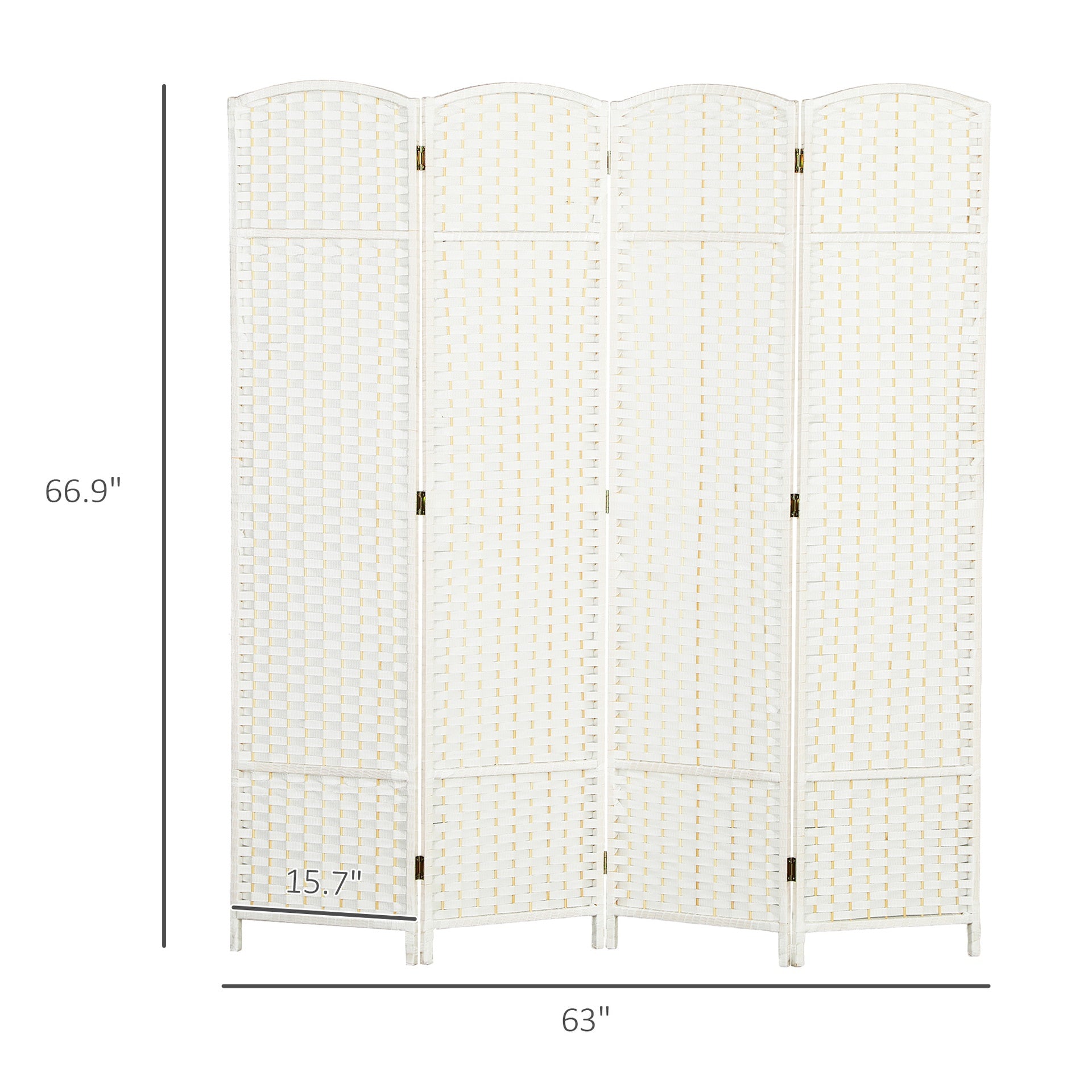 HOMCOM Folding Room Divider Screen 4 Panel 5.6 ' Tall Privacy Screen Freestanding Room Partition for Home Office, White