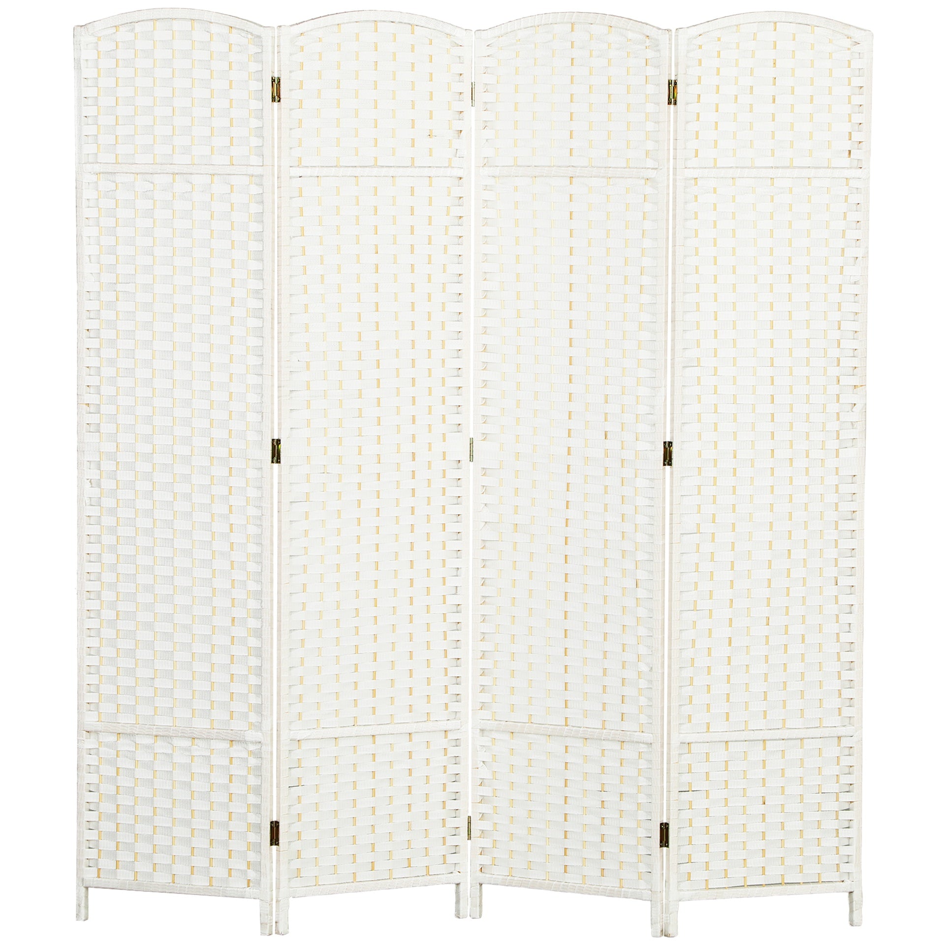HOMCOM Folding Room Divider Screen 4 Panel 5.6 ' Tall Privacy Screen Freestanding Room Partition for Home Office, White