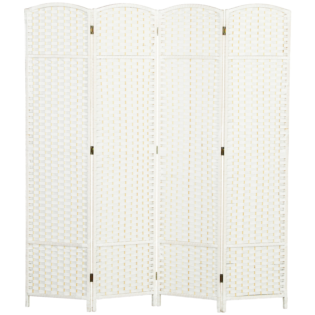 HOMCOM Folding Room Divider Screen 4 Panel 5.6 ' Tall Privacy Screen Freestanding Room Partition for Home Office, White