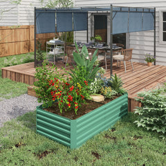 Outsunny Galvanized Raised Garden Bed, Steel Outdoor Planters with Reinforced Rods, 71" x 36" x 23", Light Green