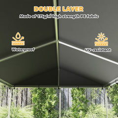 PawHut Dog Kennel Outdoor Dog Run Waterproof UV-Resist Cover Lockable Door Adjustable Bowls 20 x 7.5 x 5ft