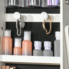 HOMCOM 60" Full-Length Mirror Jewelry Storage Armoire w/ Lockable Door & Key, White