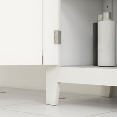 HOMCOM Bathroom Storage Cabinet, Modern Bathroom Floor Cabinet with 4 Doors and 2 Adjustable Shelves, White