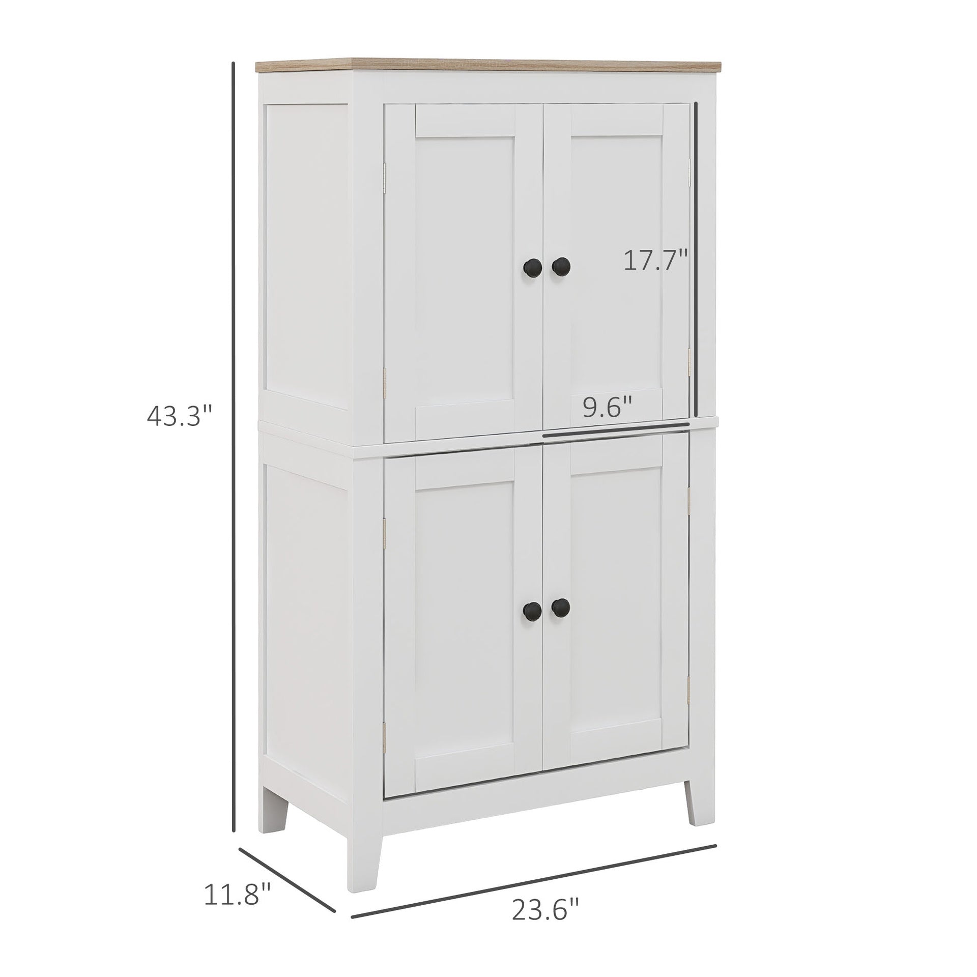HOMCOM Bathroom Storage Cabinet, Modern Bathroom Floor Cabinet with 4 Doors and 2 Adjustable Shelves, White
