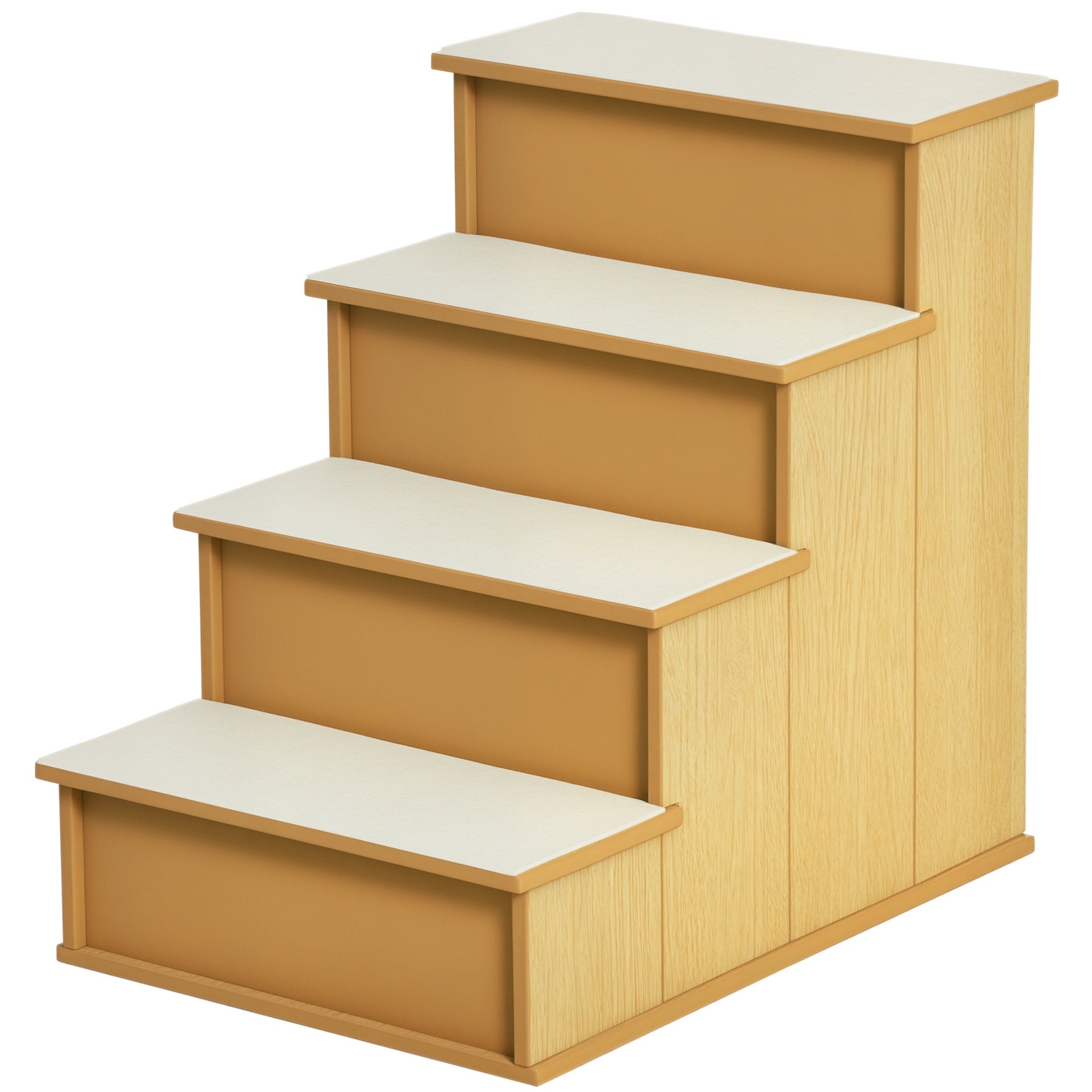 PawHut Pet Stairs, Small Pet Steps with Cushioned Removable Covering for Dogs and Cats Up To 22 lbs, Natural