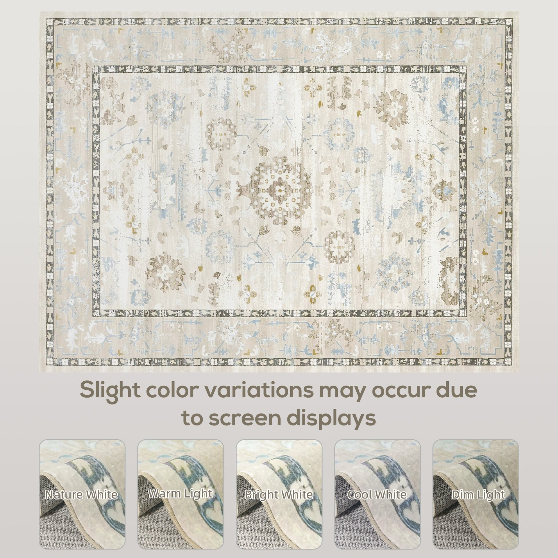 HOMCOM 6x9 Area Rug, Indoor Boho Machine Washable Carpet for Living Room, Bedroom, Dining Room, Kitchen, Blue