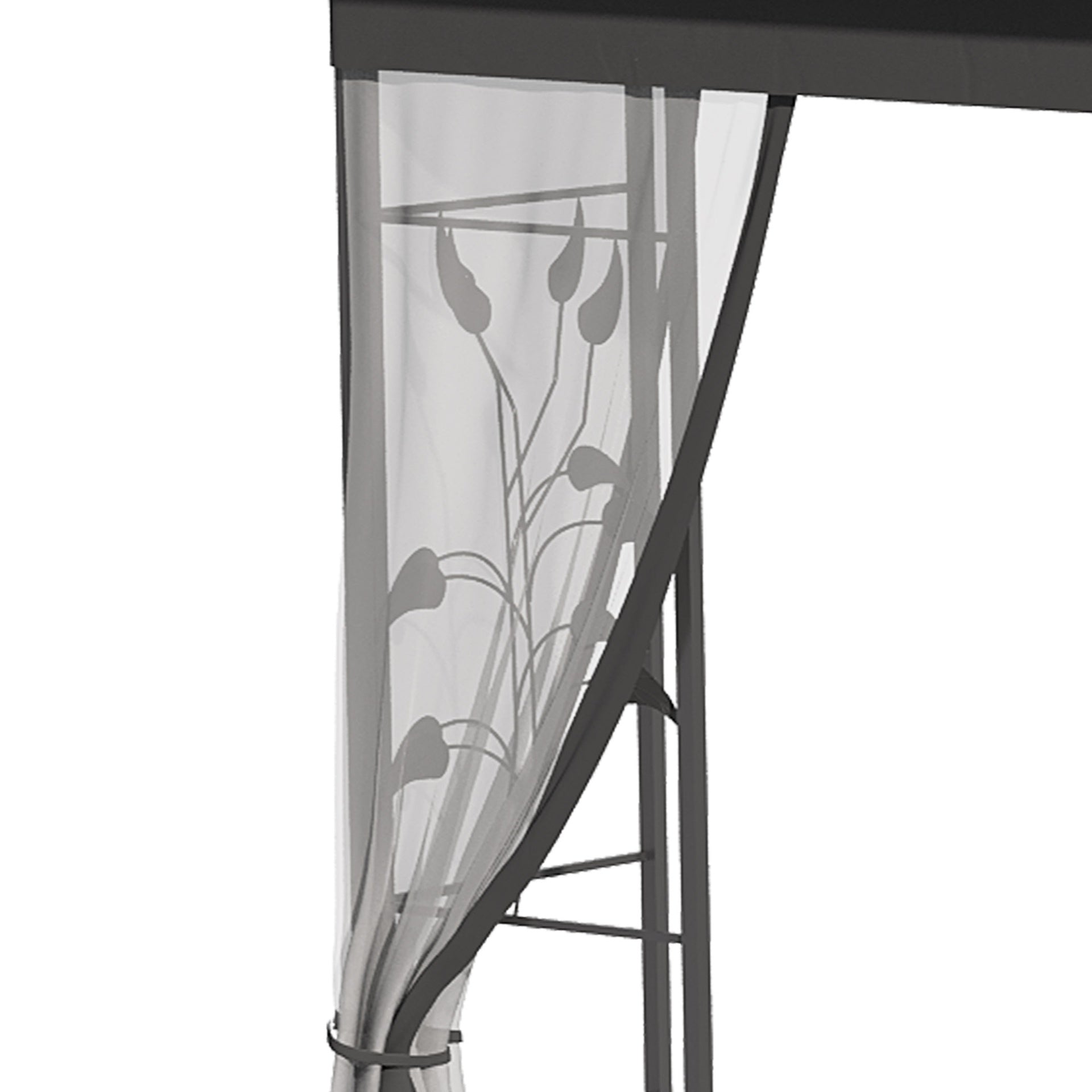 Outsunny 10' x 10' Metal Patio Gazebo, Double Roof Outdoor Gazebo Canopy Shelter with Tree Motifs Corner Frame and Netting, for Garden, Lawn, Backyard, and Deck, Gray