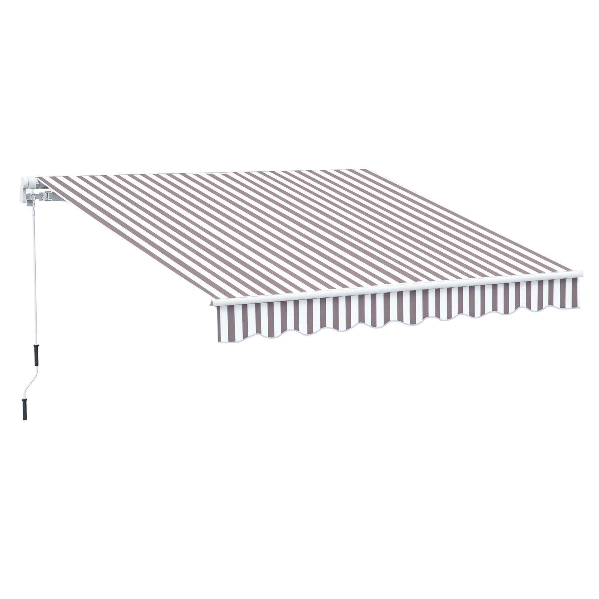 Outsunny 10' x 8' Retractable Awning, Patio Awnings, Sunshade Shelter w/ Manual Crank Handle, UV & Water-Resistant Fabric and Aluminum Frame for Deck, Balcony, Yard, Coffee Stripes
